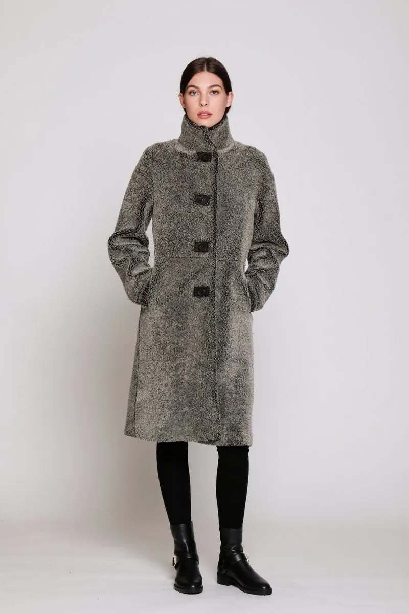 #1350 Mid-Calf Length  shearling coat