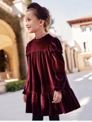 Abel & Lula Girls Blackberry Velvet Dress