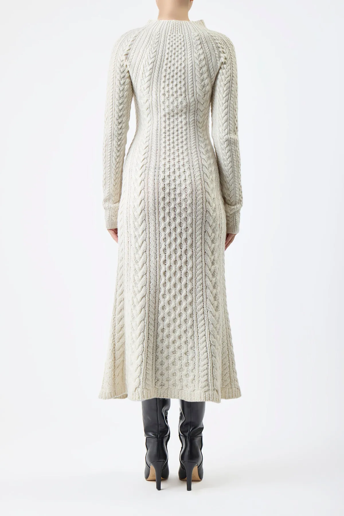 Amaris Knit Maxi Dress in Ivory Cashmere