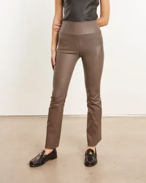 Ankle Flare Leather Legging | Grey