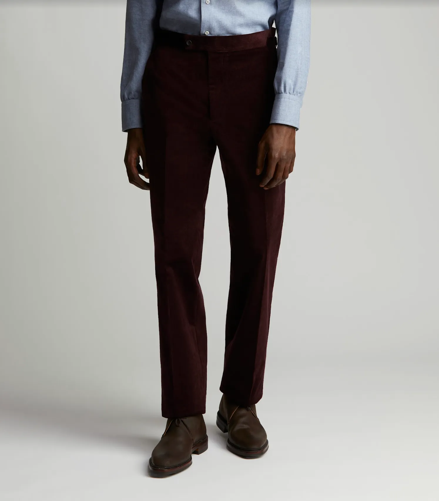 Aubergine Cotton/Wool Cord Trousers