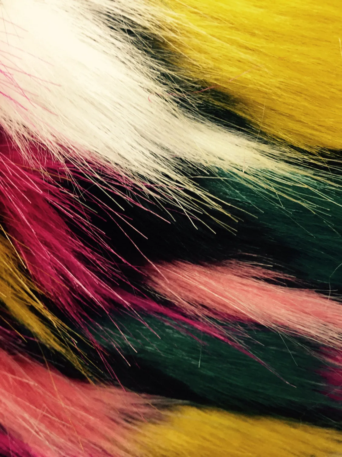 Black multi color jacquard faux fun fur-shaggyfun fur-super soft faux fun fur-sold by the yard.