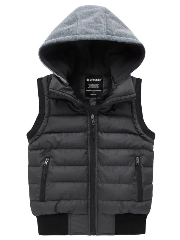 Boys Hooded Puffer Fleece Vest Warm Jacket