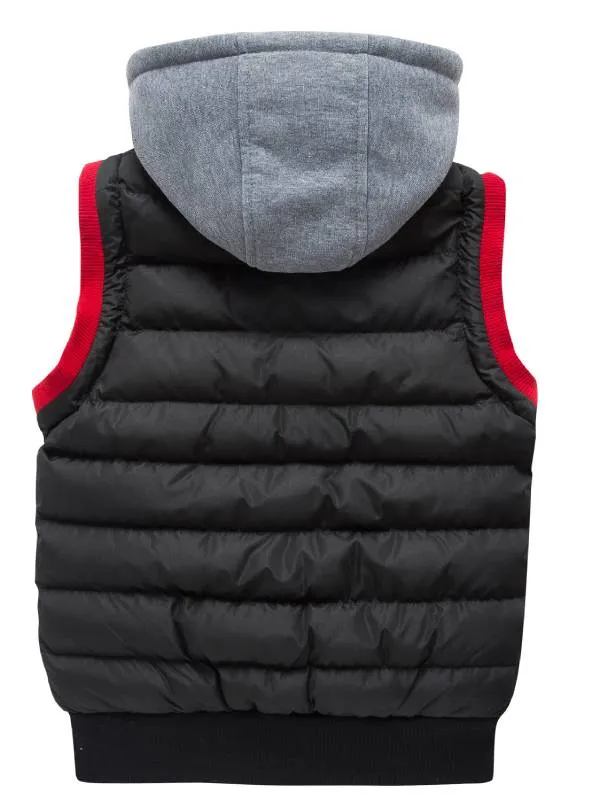 Boys Hooded Puffer Fleece Vest Warm Jacket