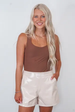 Butter Soft Brown Sleeveless Bodysuit