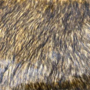 Camel Black Frost Tipped Husky Faux Fur Fabric