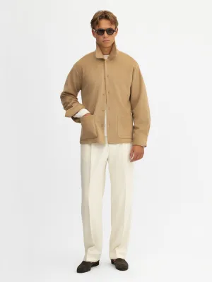 Camel Cashmere Wool Shirt Jacket