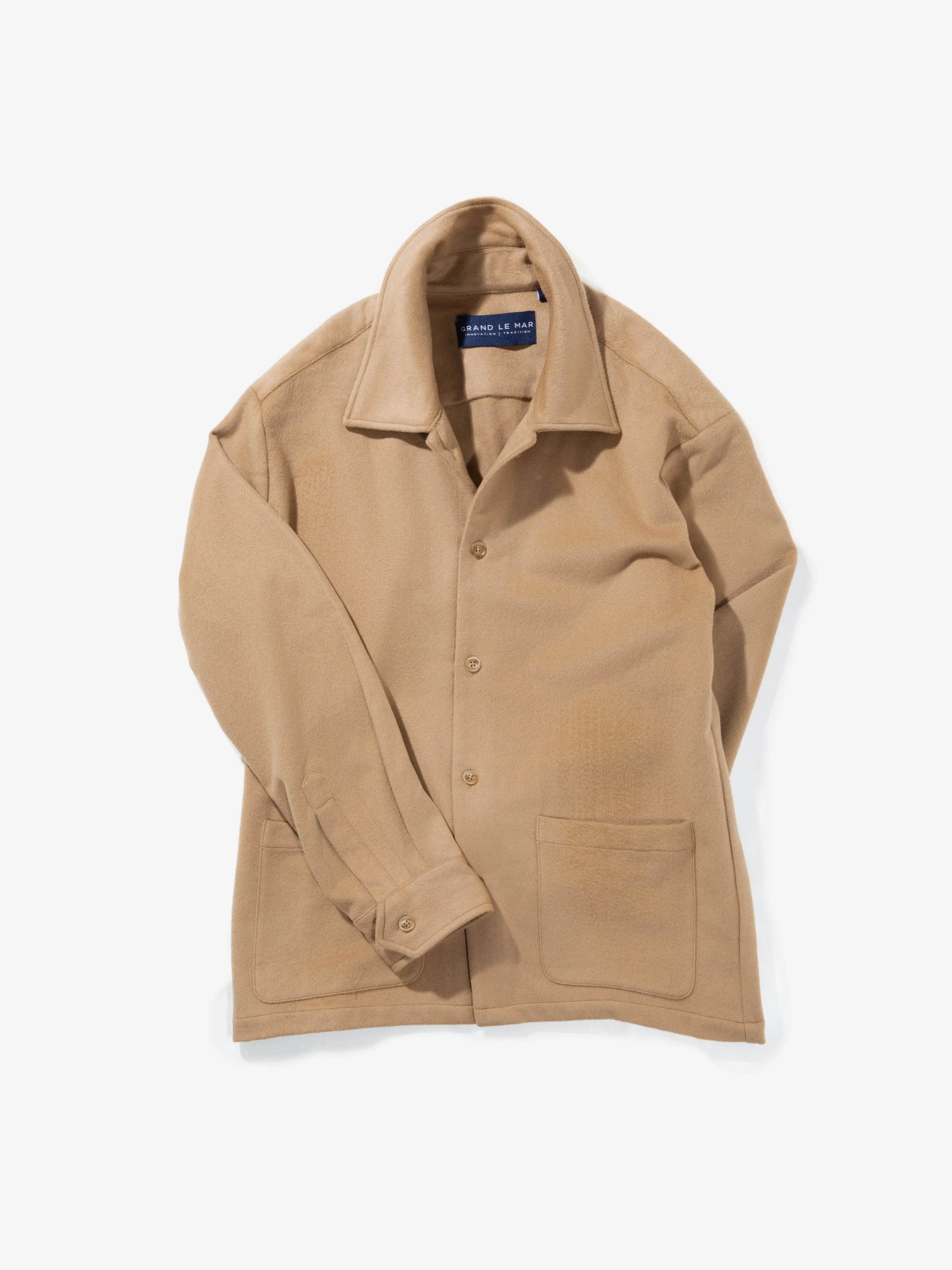 Camel Cashmere Wool Shirt Jacket