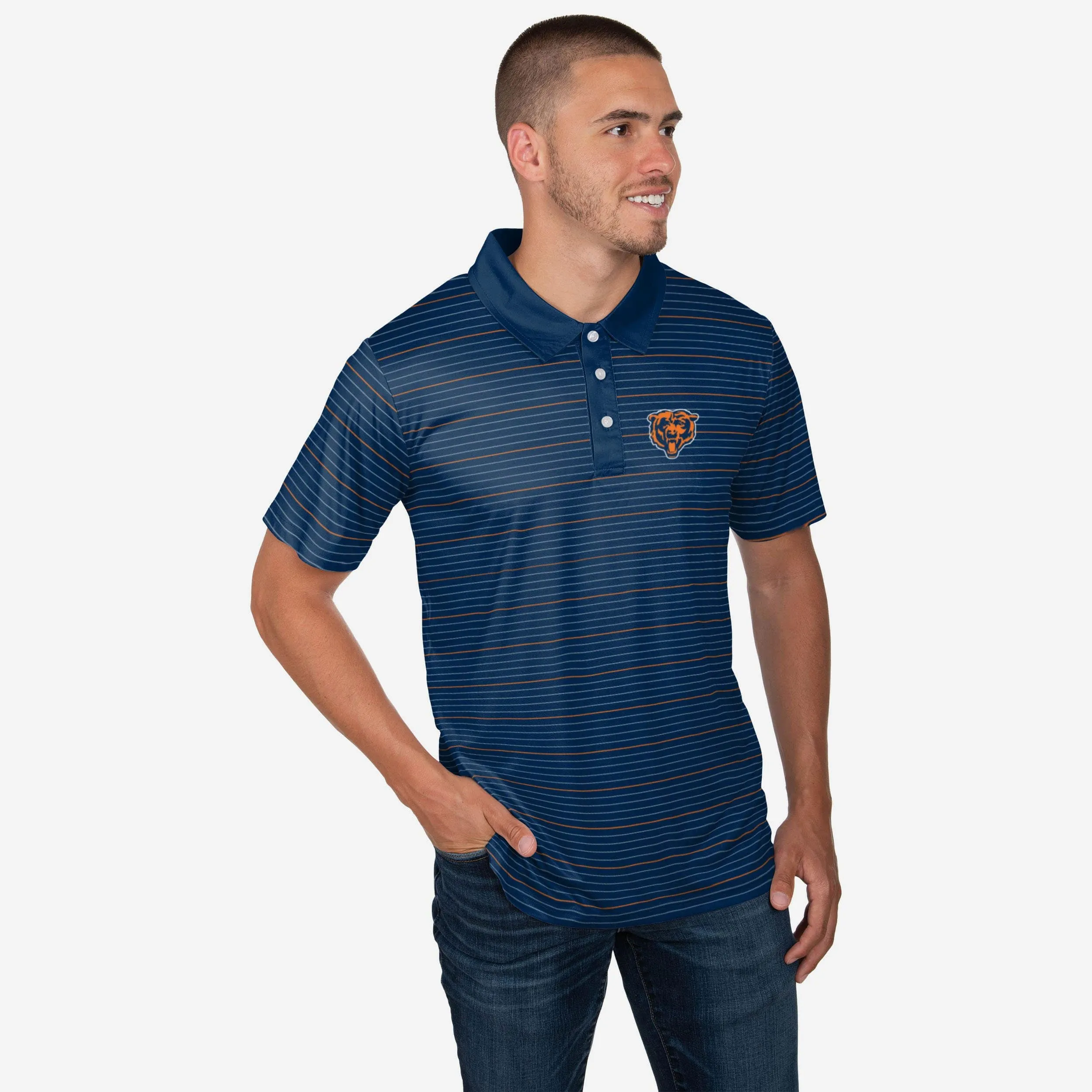 Chicago Bears Striped Polyester Polo