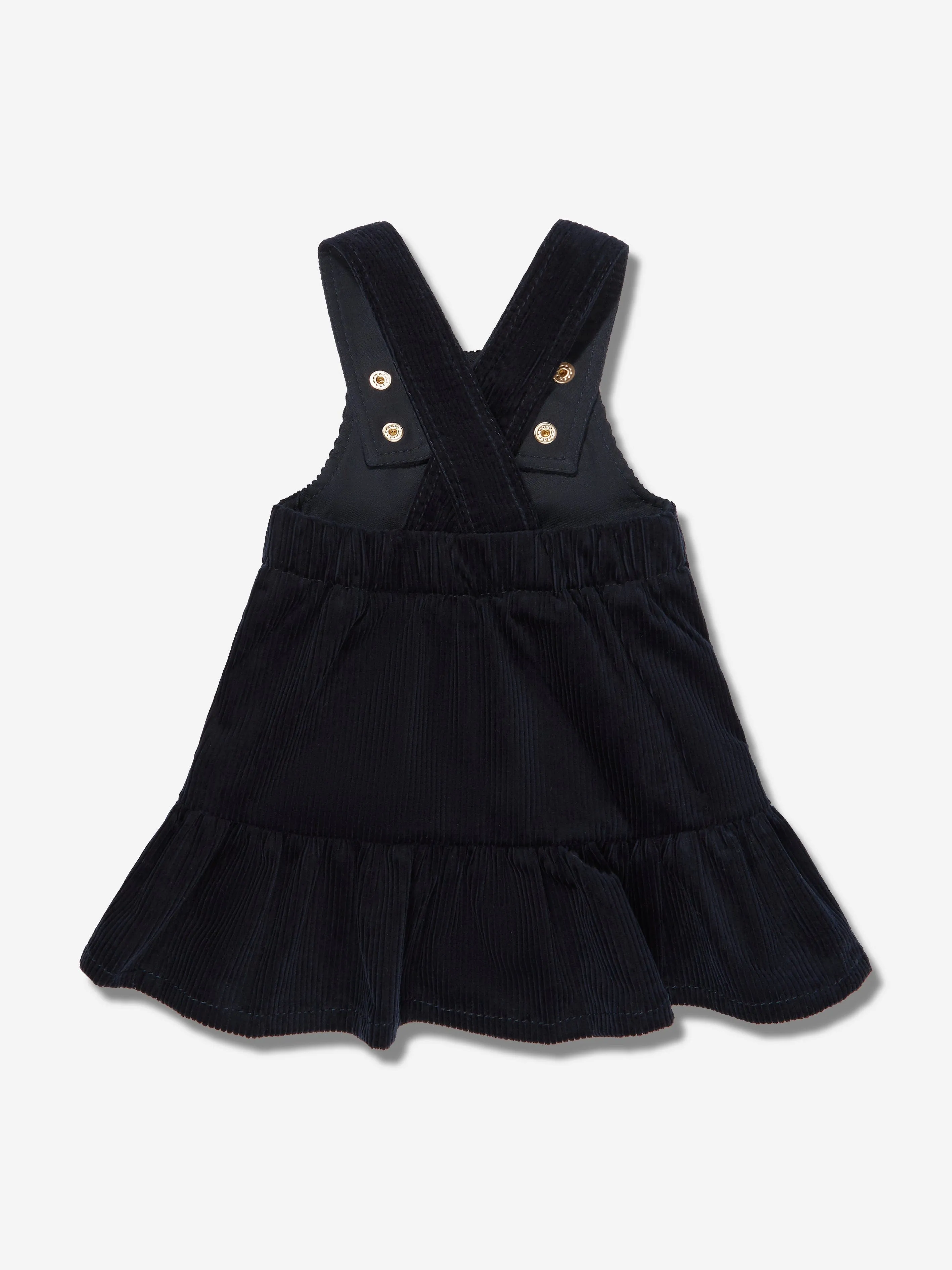 Chloé Baby Girls Velvet Dungaree Dress in Navy