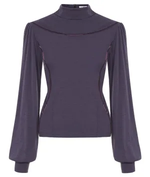 Contour polo neck merino wool in grape *Only One Size XS left*