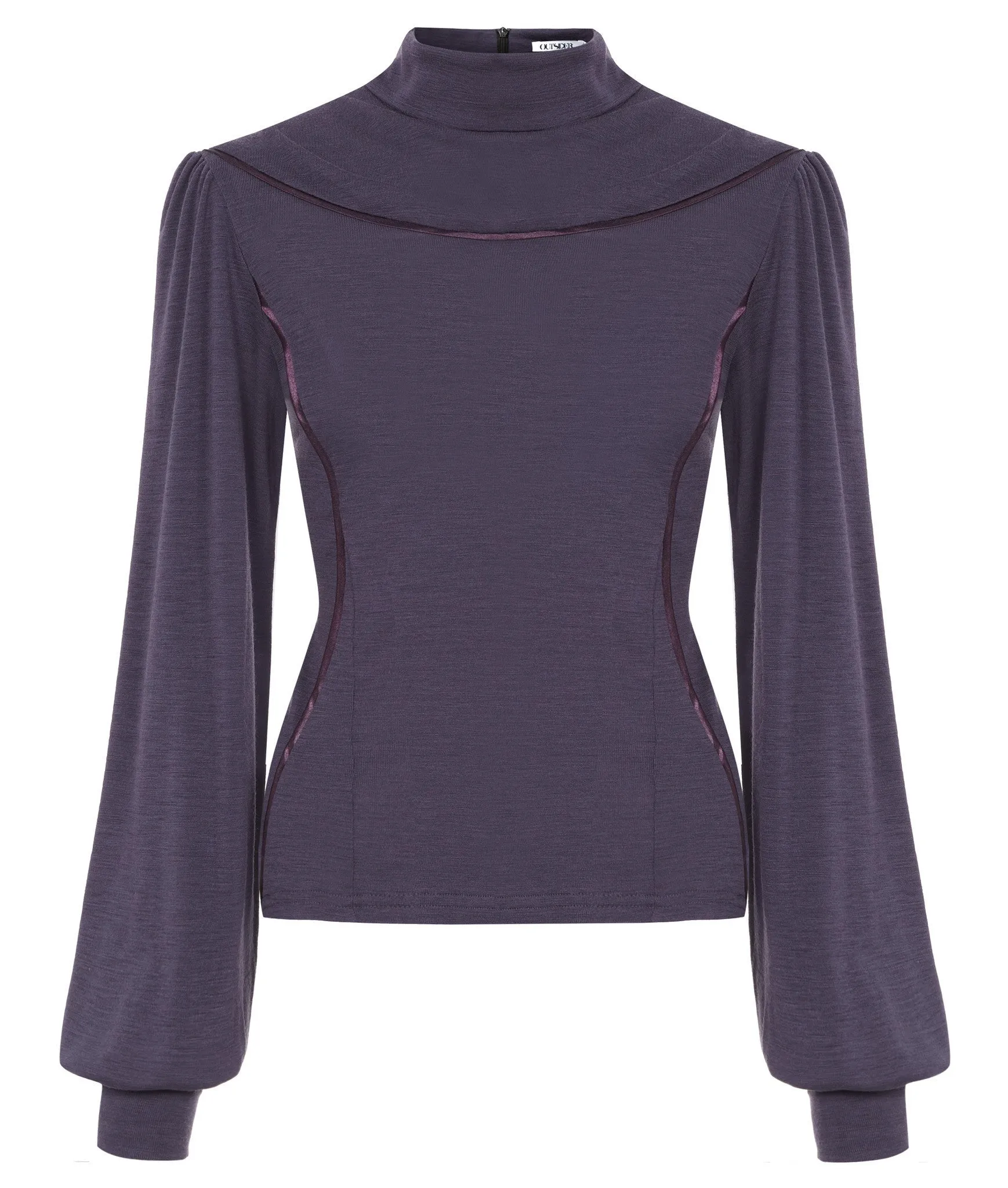 Contour polo neck merino wool in grape *Only One Size XS left*