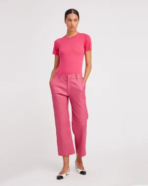 Cropped Baggy Leather Trouser | Hot Pink