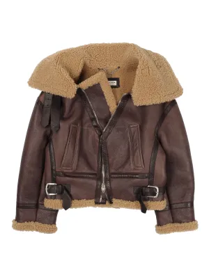 Cropped Shearling Leather Jacket