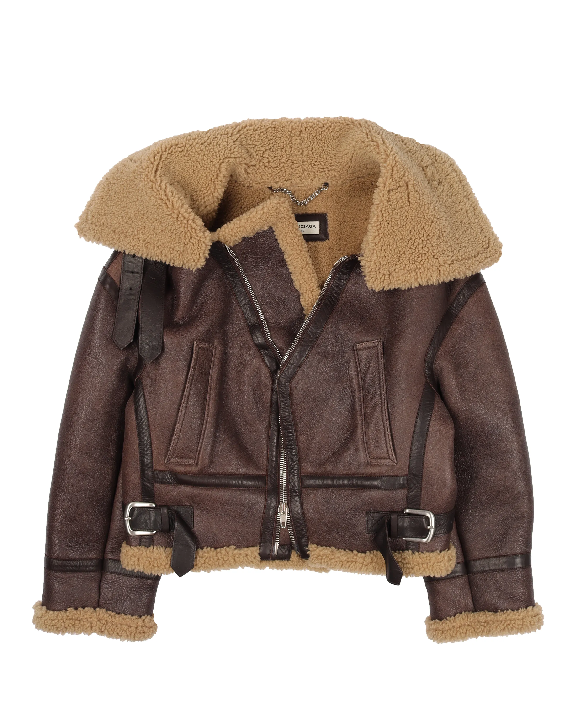 Cropped Shearling Leather Jacket