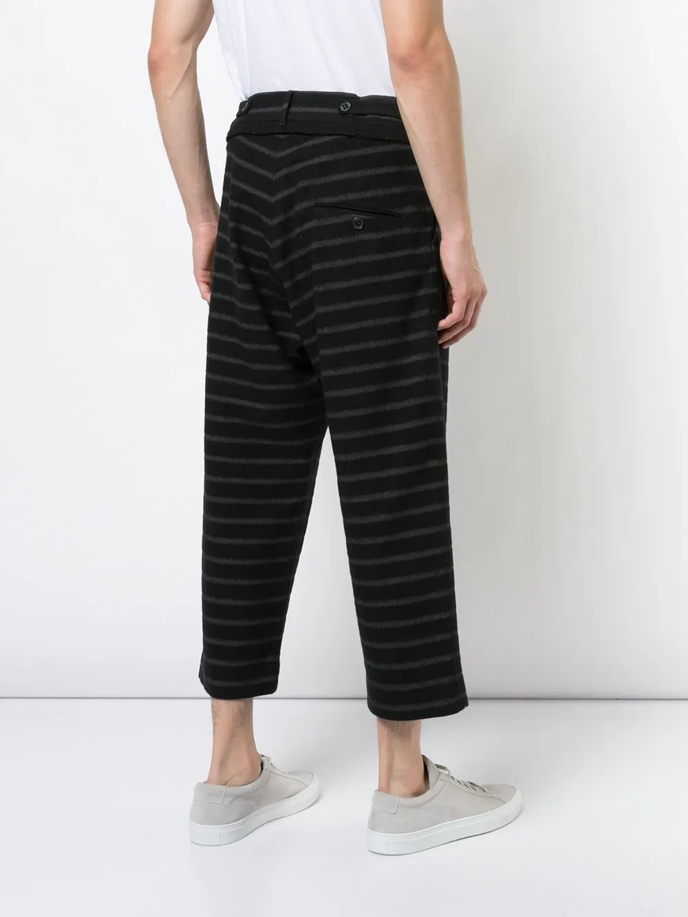 Cropped Stripe Wool Trousers