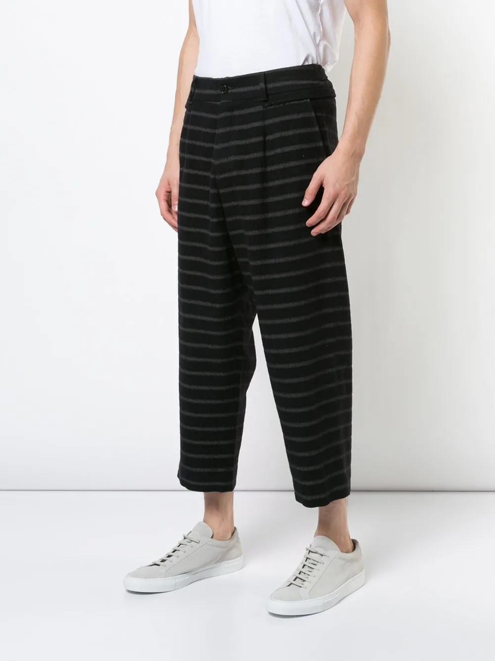 Cropped Stripe Wool Trousers