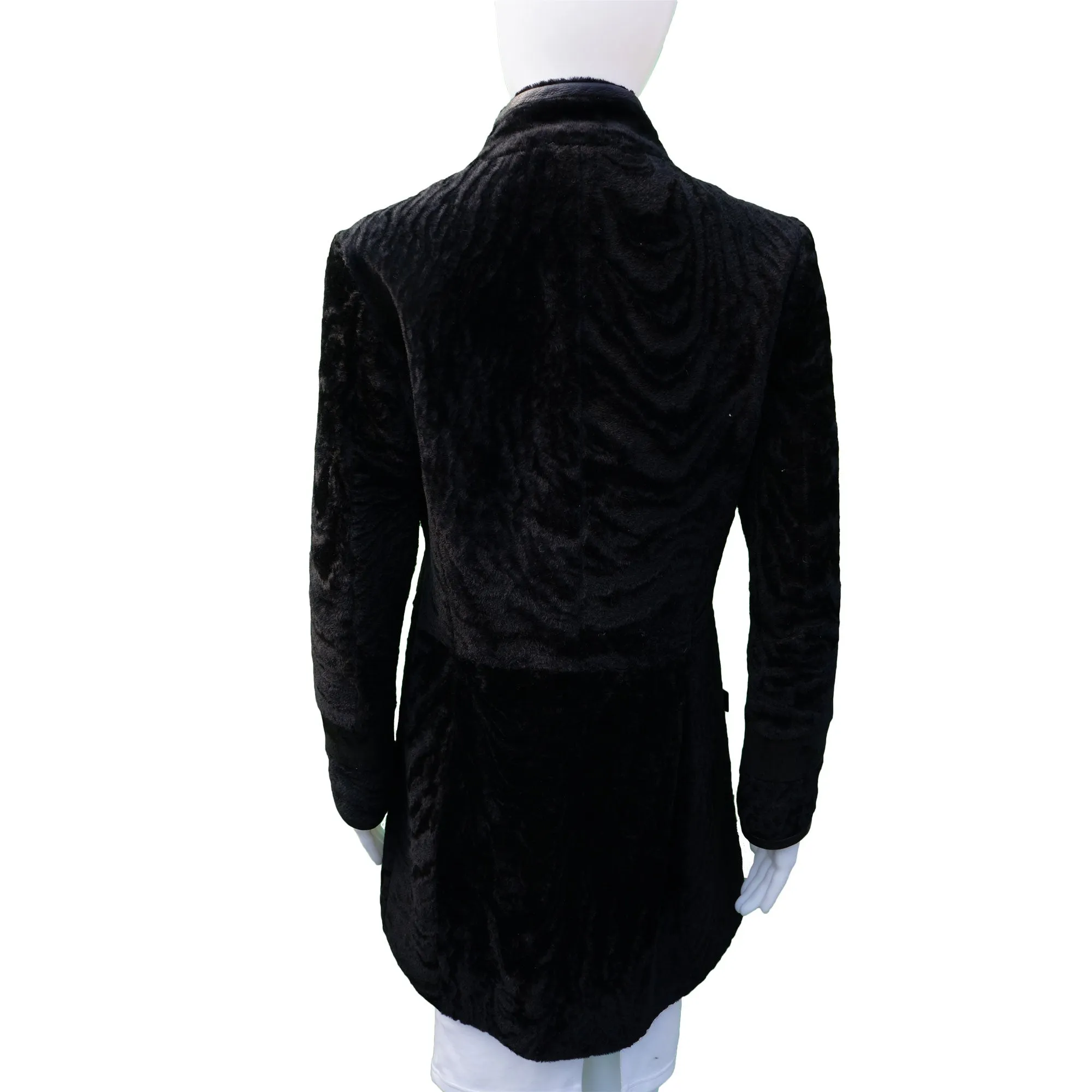 DESA BLACK SHEARLING LEATHER TRIM COAT