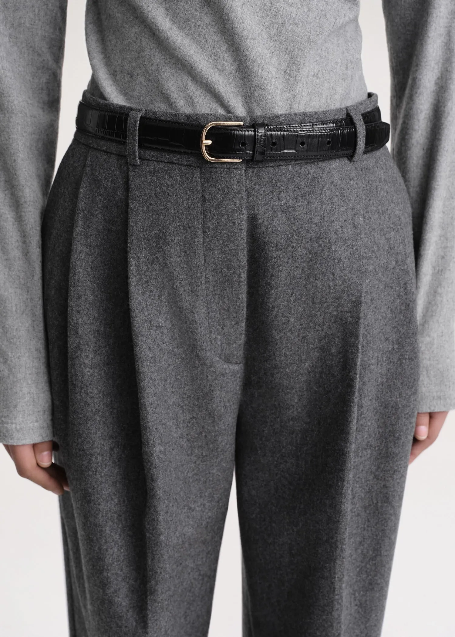 Double-pleated tailored trousers grey mélange