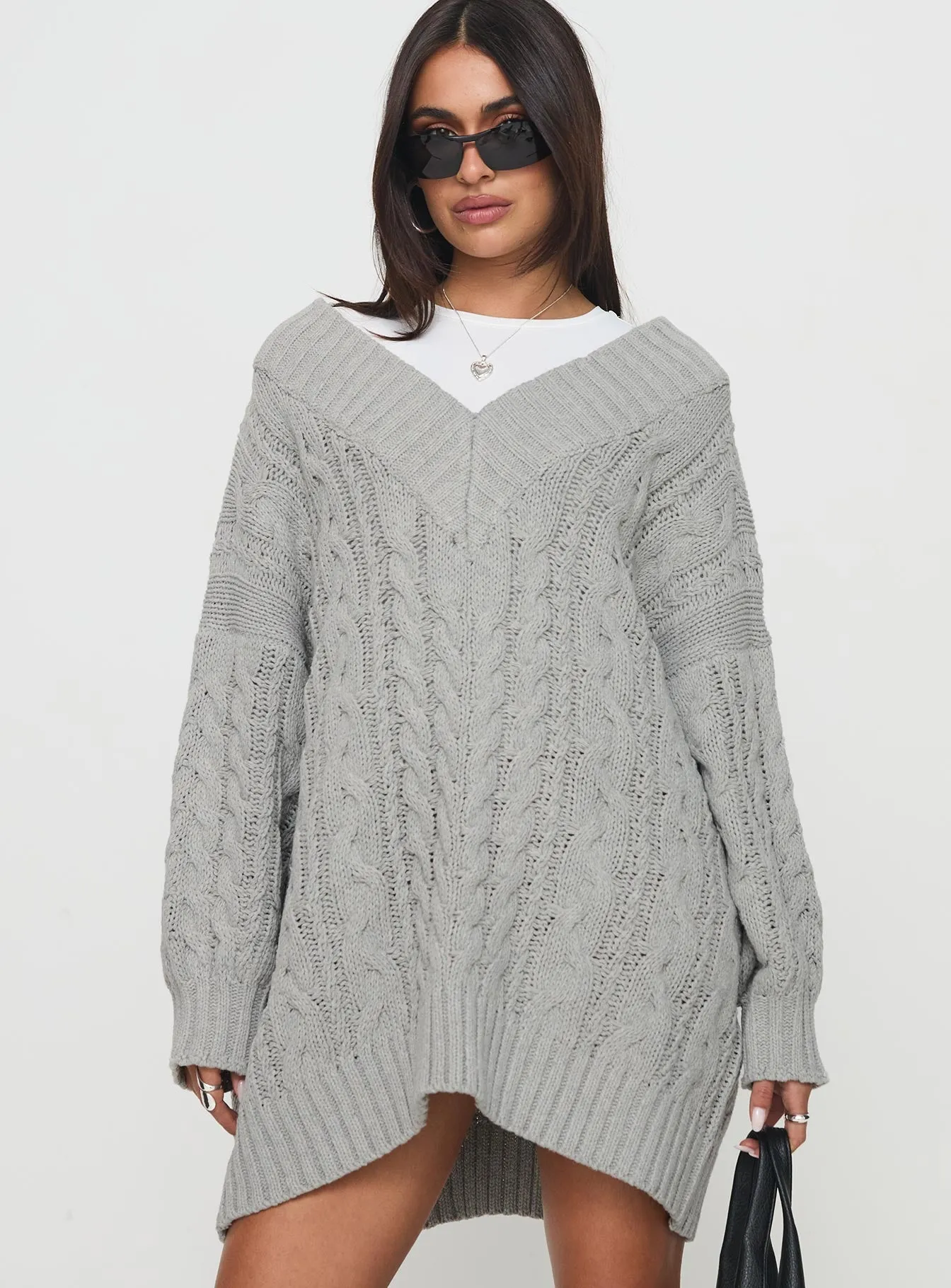 Dravi Mini Sweater Dress Grey Marle