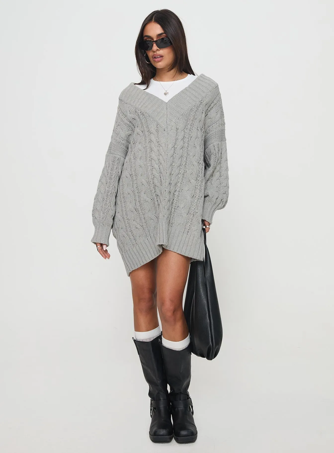 Dravi Mini Sweater Dress Grey Marle