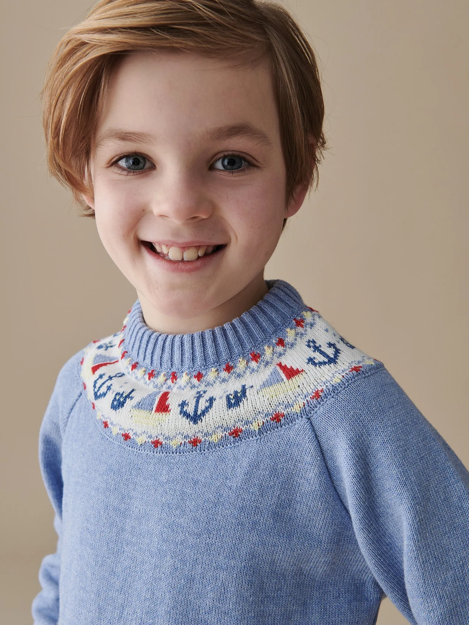 Dusty Blue Maritimo Cotton Boy Sweater