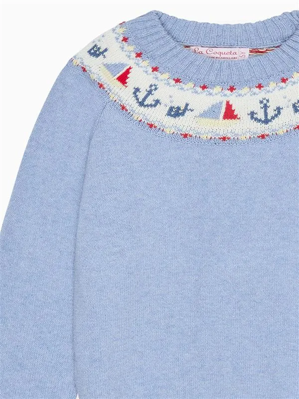 Dusty Blue Maritimo Cotton Boy Sweater