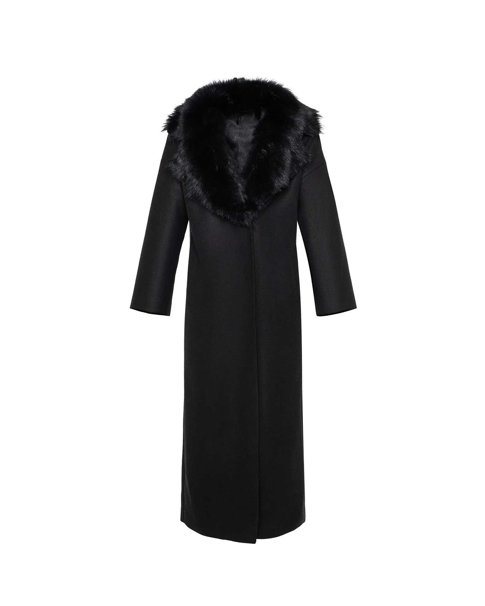 Fabric Coat with Detachable Select Shearling Lamb Collar