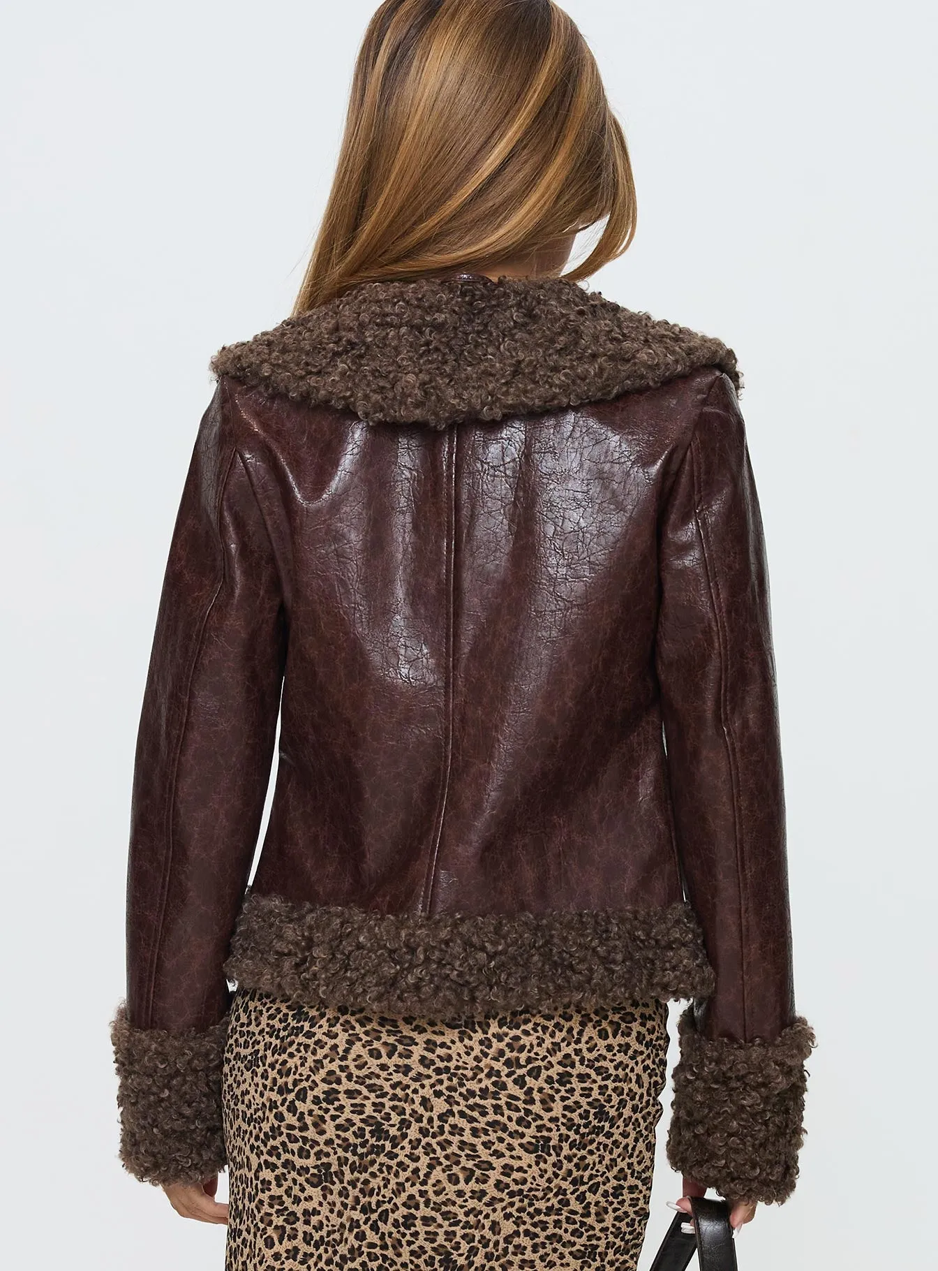 Found A Reason Faux Leather Jacket Brown