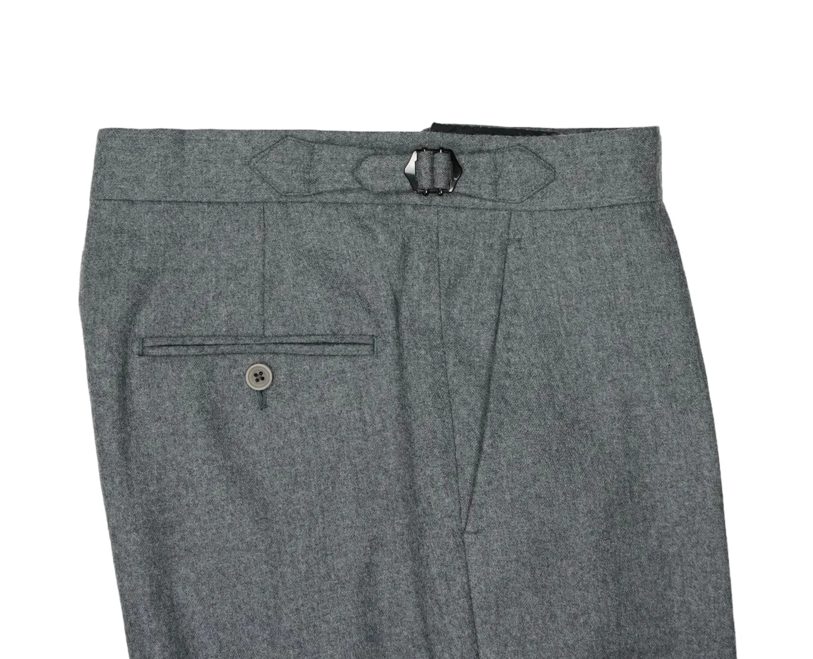 Götrich – Mid Grey Pleated High-rise Worsted Flannel Trousers Unhemmed 46