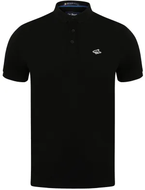 Halkin Pique Polo Shirt in Black - Le Shark