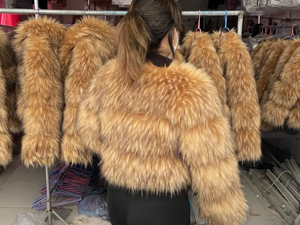 HOOOFUR Faux Fur Coat Women's Jacket Winter Fashion Warm Thick Fox Raccoon Leather Brown Plus Size Especially Fake Fur Cold Coat