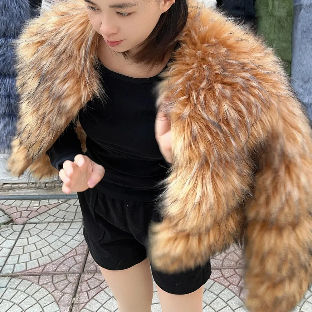 HOOOFUR Faux Fur Coat Women's Jacket Winter Fashion Warm Thick Fox Raccoon Leather Brown Plus Size Especially Fake Fur Cold Coat