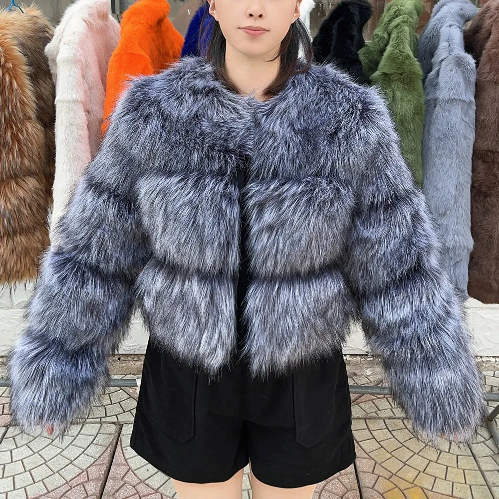 HOOOFUR Faux Fur Coat Women's Jacket Winter Fashion Warm Thick Fox Raccoon Leather Brown Plus Size Especially Fake Fur Cold Coat