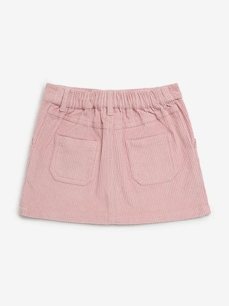 HOP Kids Dusty Pink High-Rise Corduroy Cotton Skirt