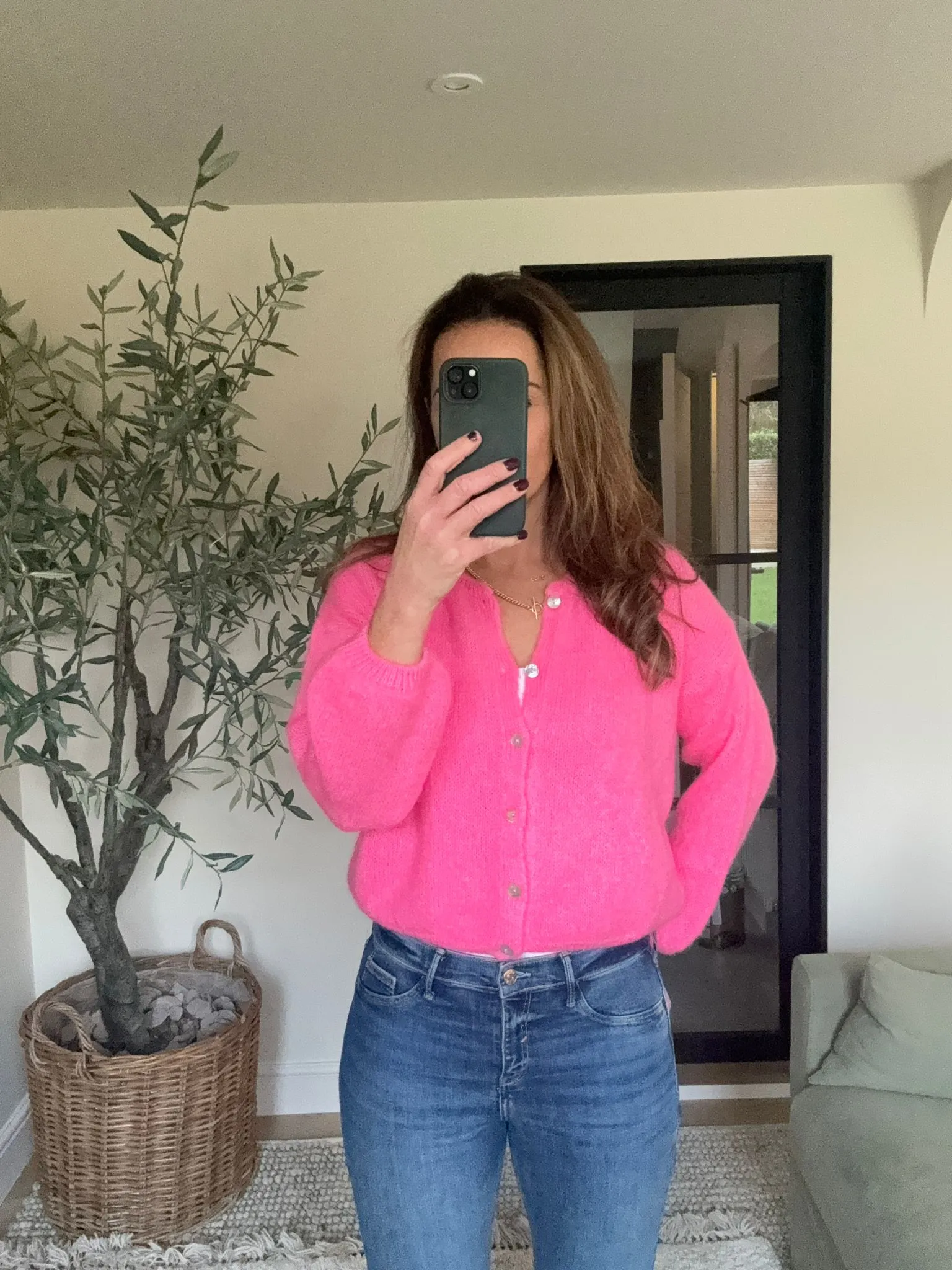 Hot Pink Wool Blend cardigan