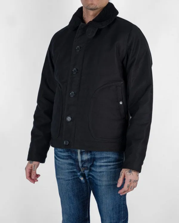 Iron Heart IHM-35 Alpaca-Lined Whipcord N1 Deck Jacket Black/Black