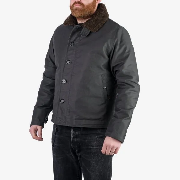 Iron Heart IHM-37 Oiled Whipcord N1 Deck Jacket - Black