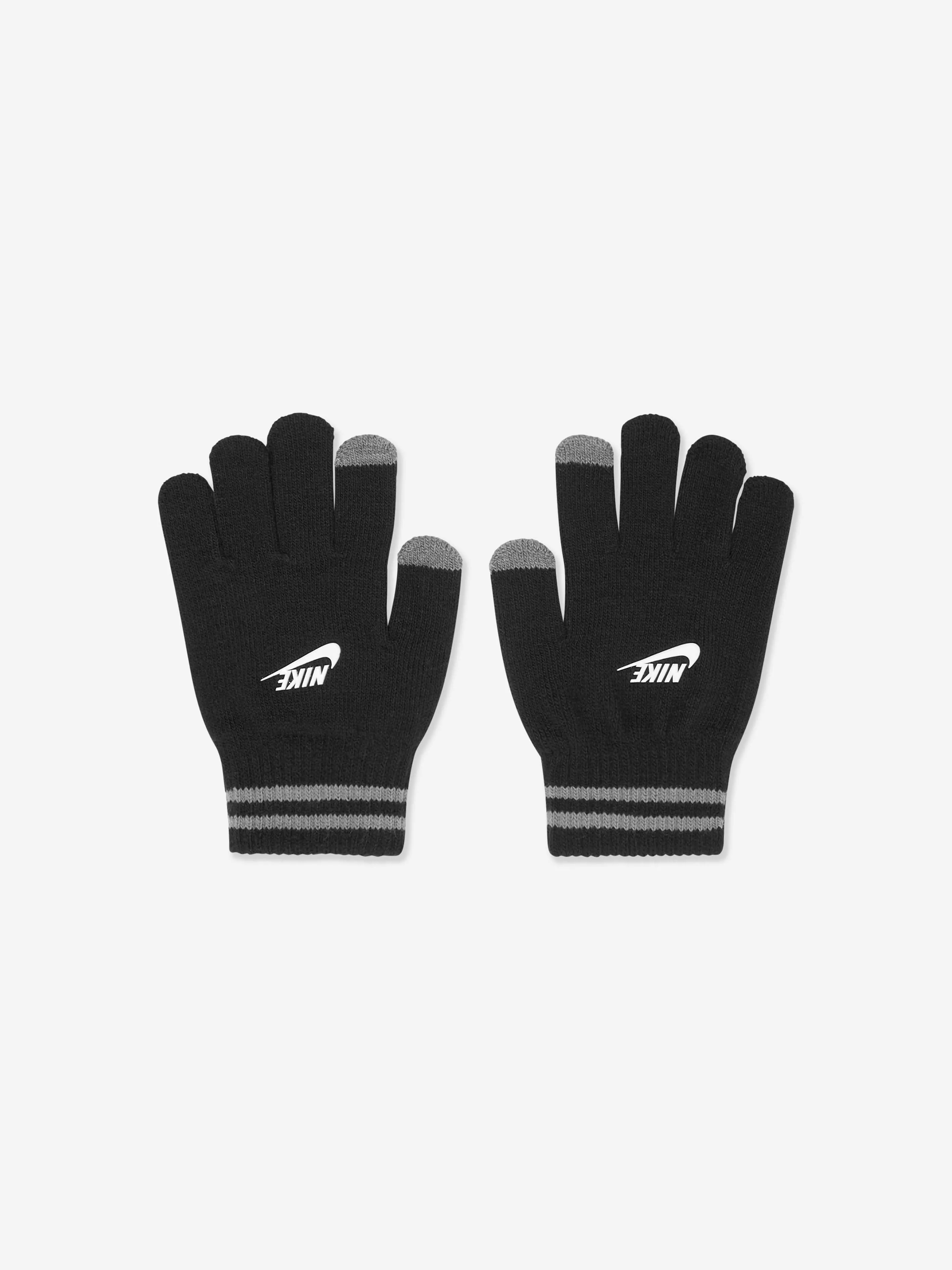 Kids Two Tone Rib Beanie and Glove Set in Black