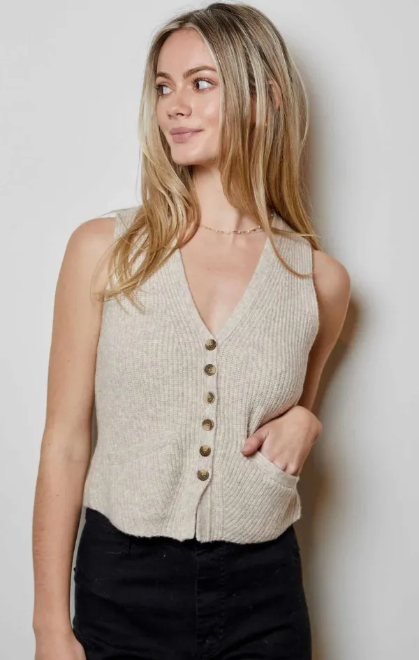 Knit Button Front Tank Vest