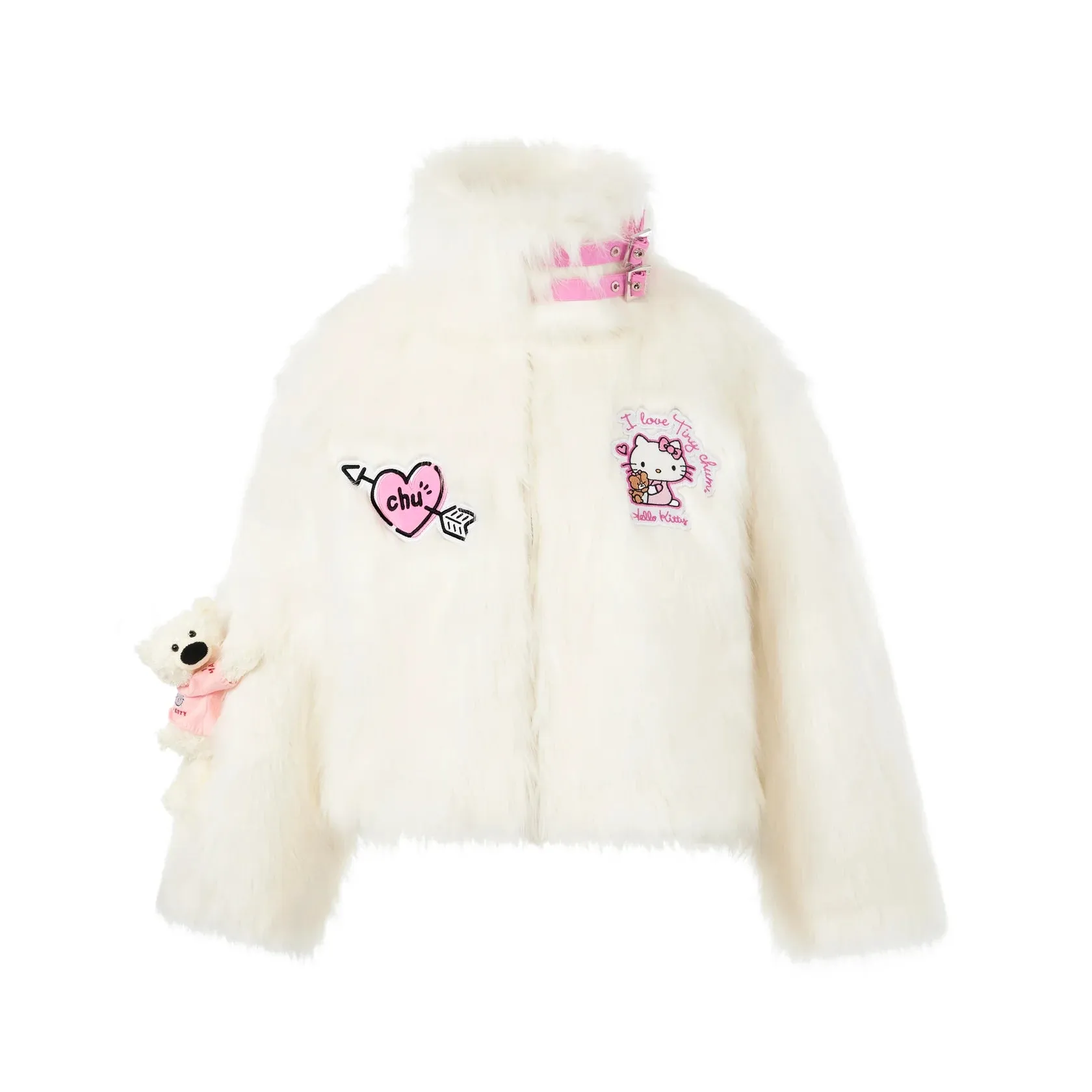 Kuromi Bear Artificial Mink Coat in White