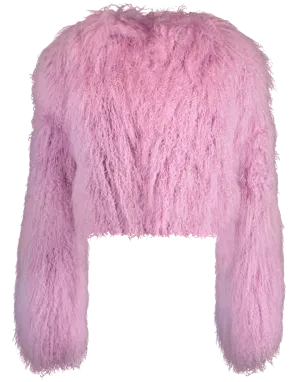 Lilac Shearling Cropped Jacket