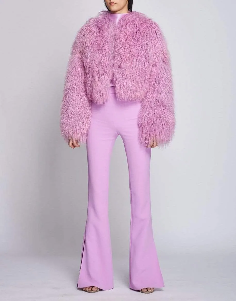 Lilac Shearling Cropped Jacket