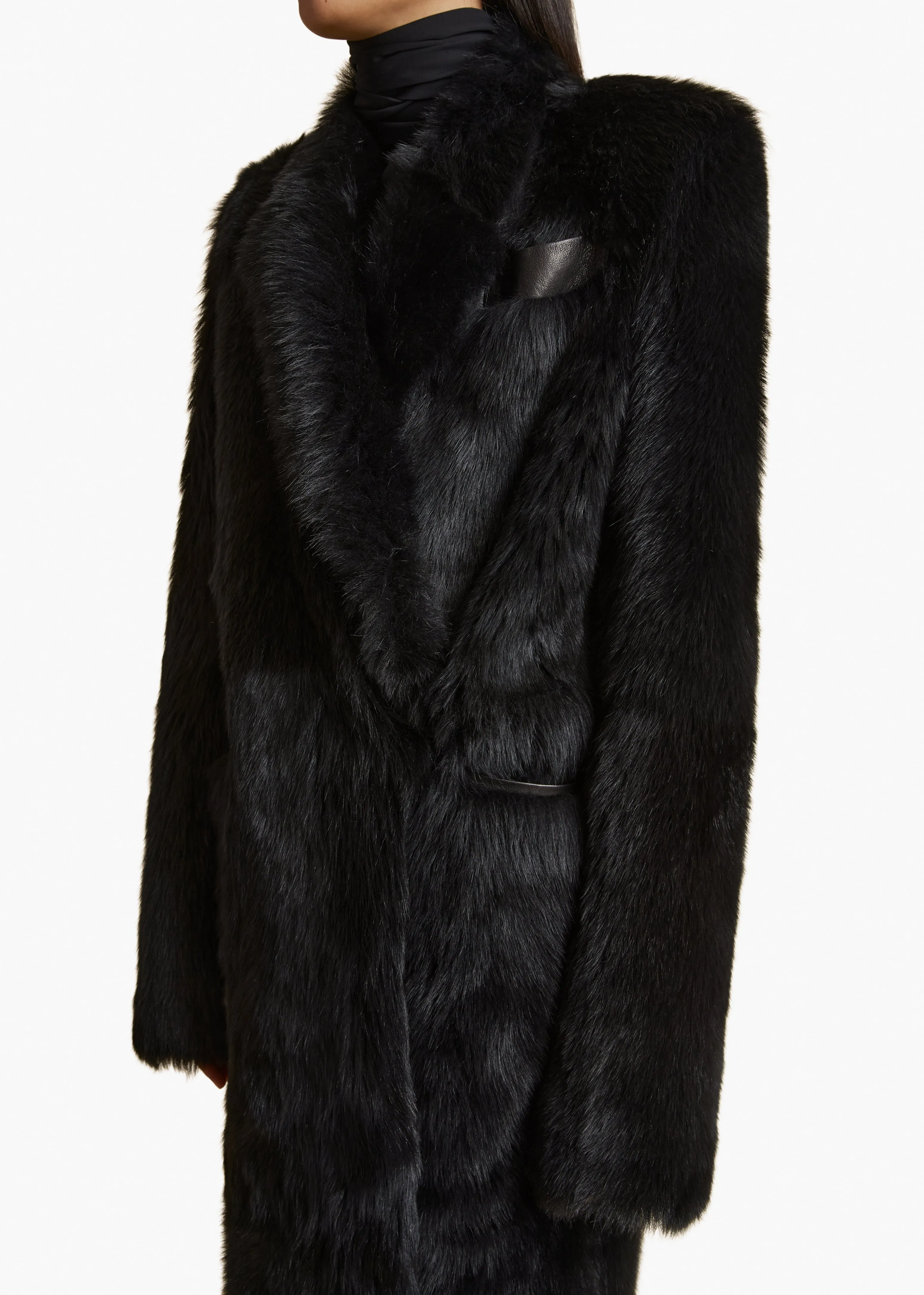 Lolo Shearling Coat in Black