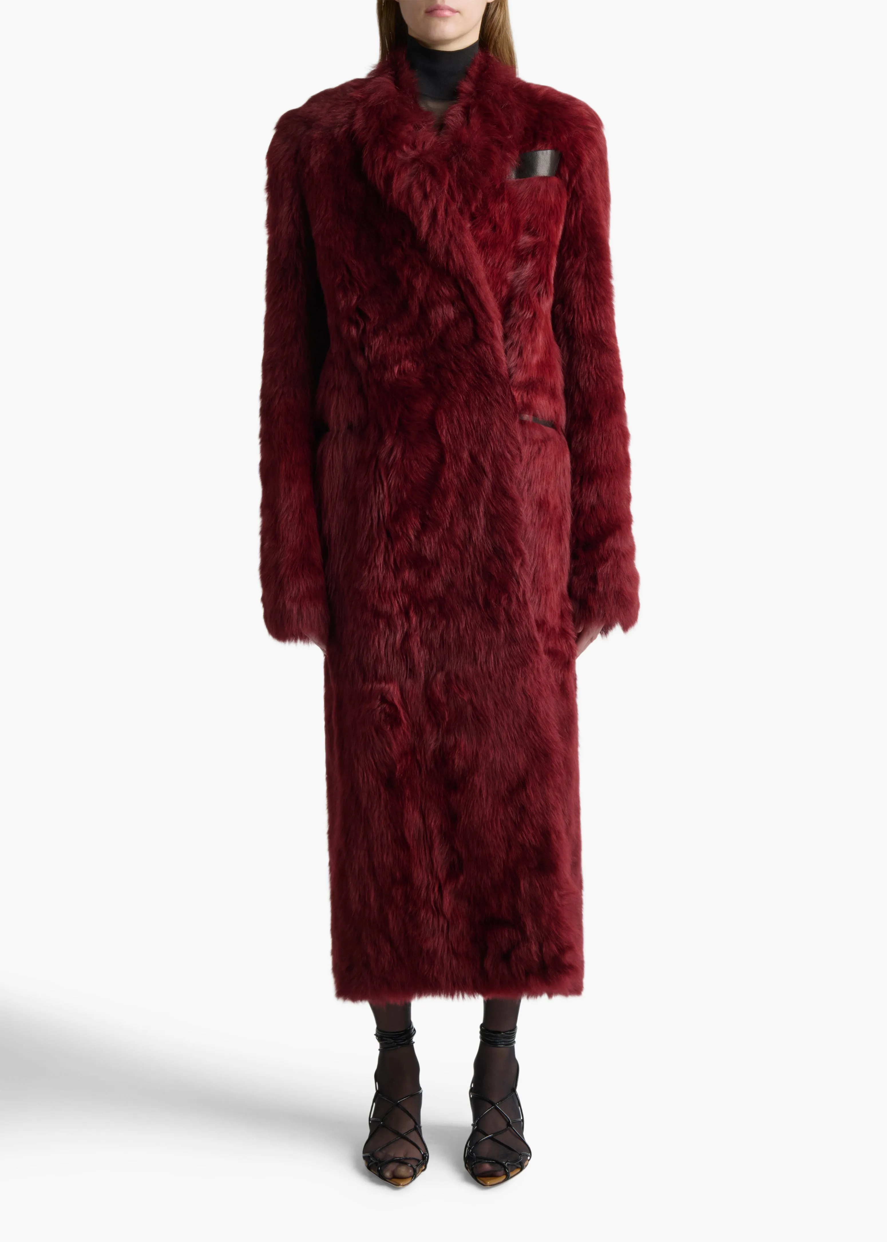 Lolo Shearling Coat in Oxblood