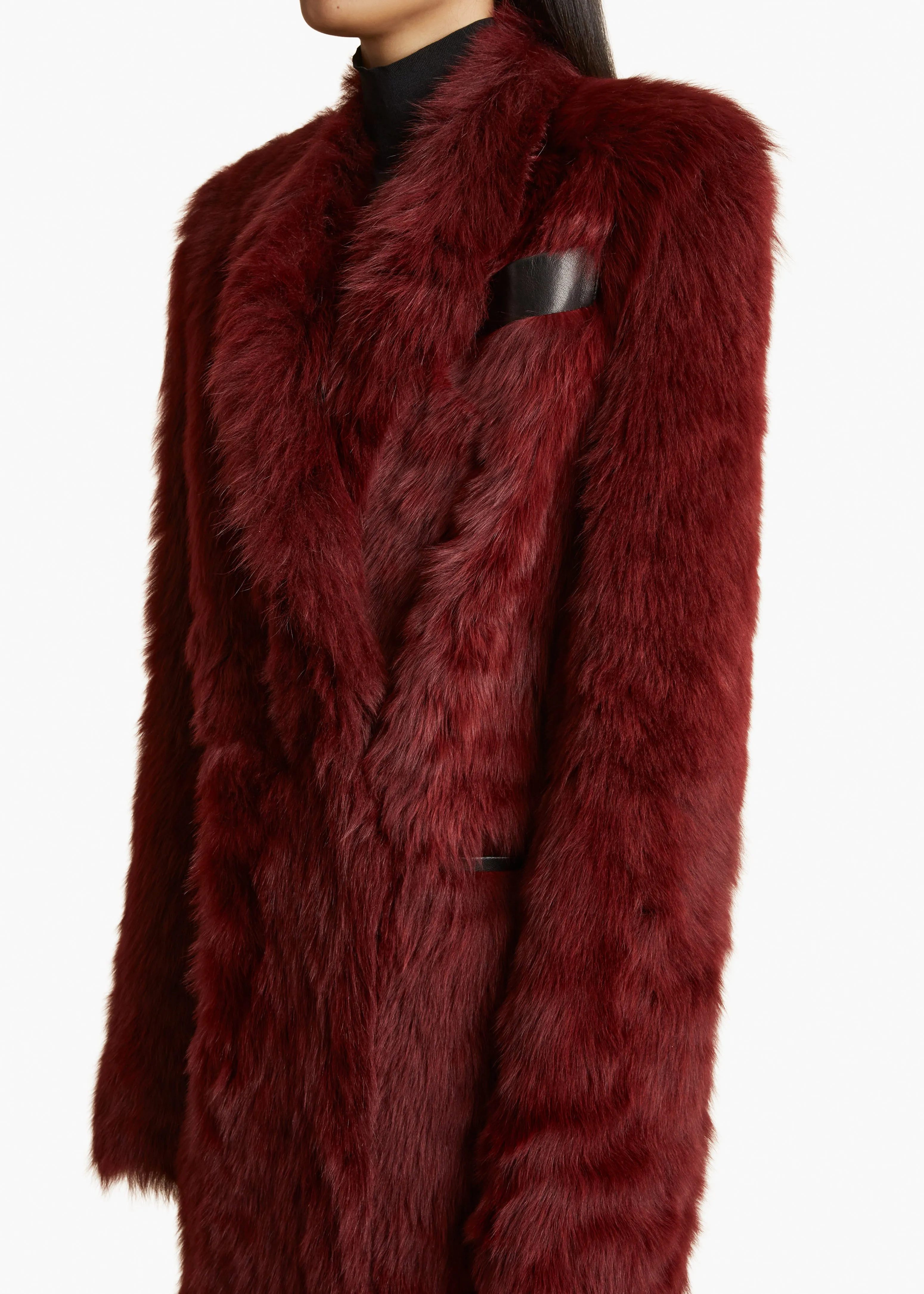 Lolo Shearling Coat in Oxblood