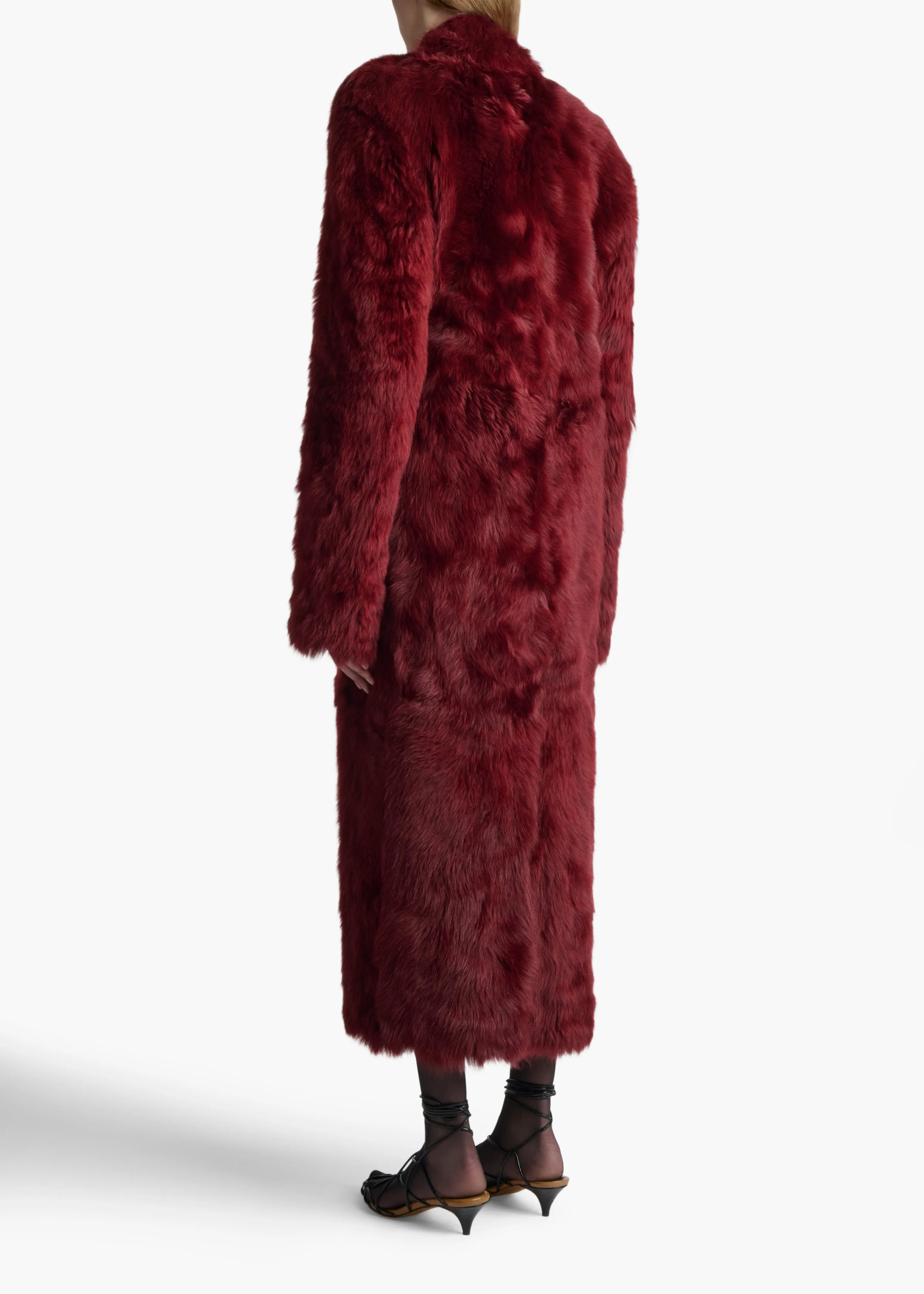 Lolo Shearling Coat in Oxblood