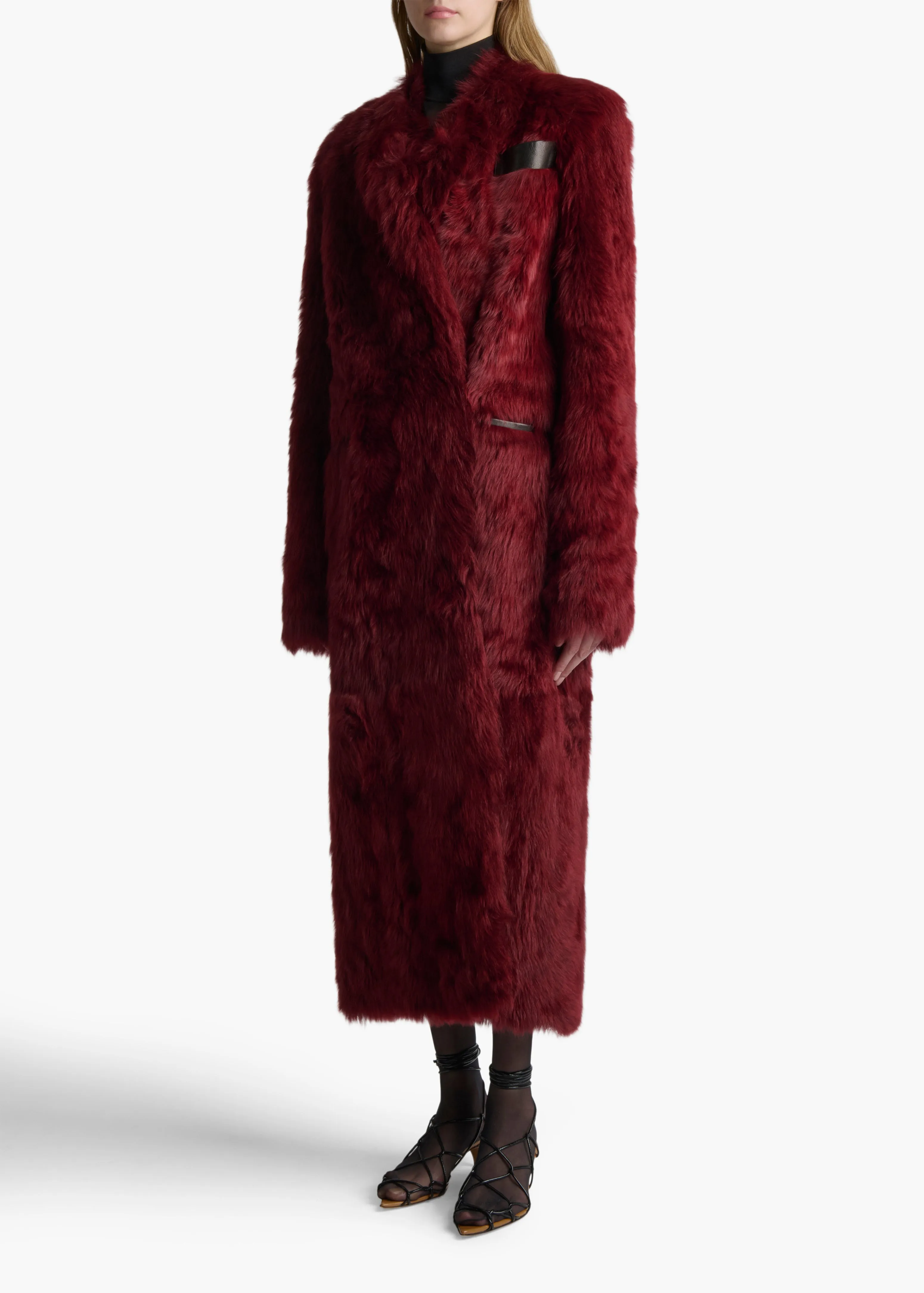 Lolo Shearling Coat in Oxblood