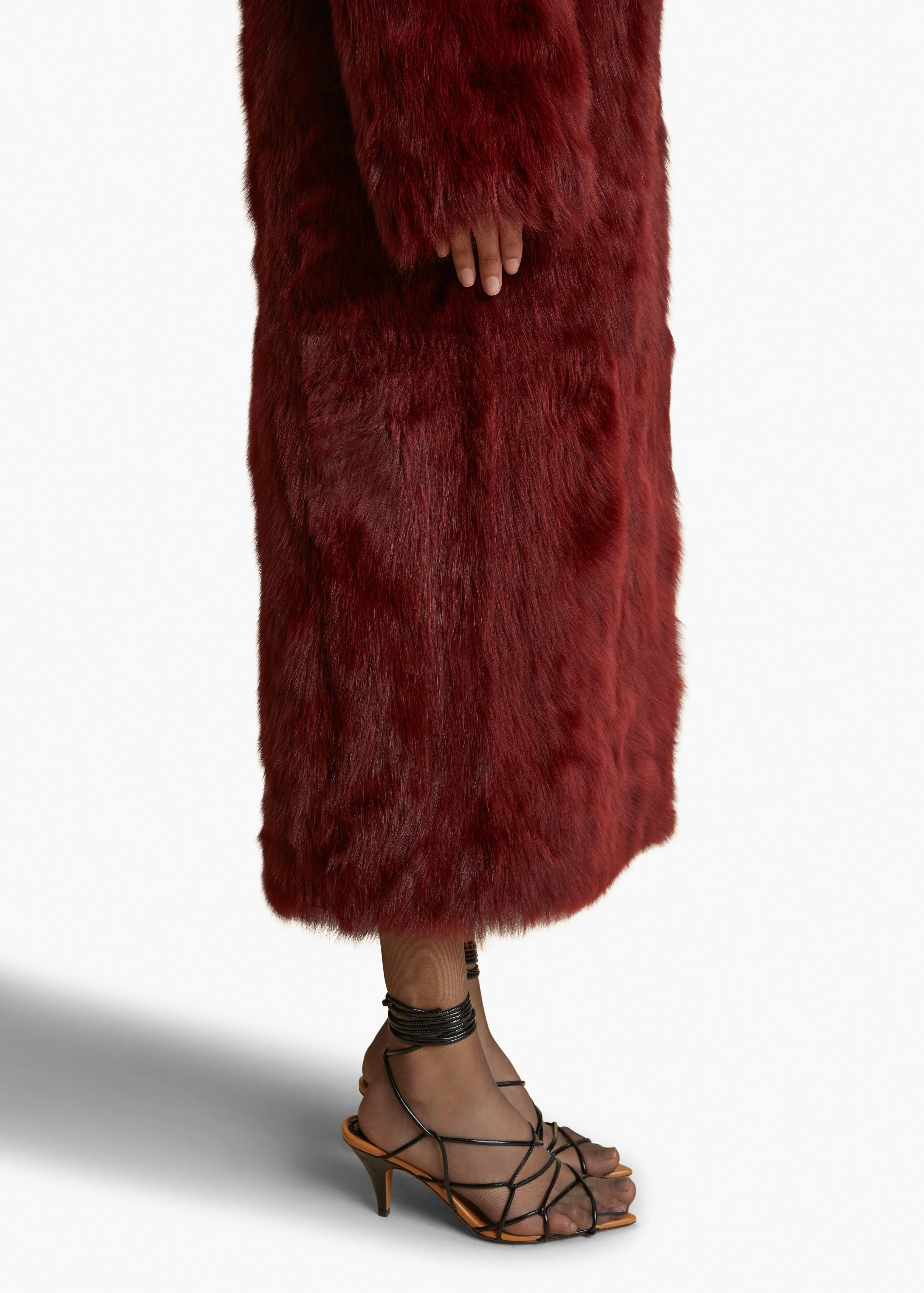 Lolo Shearling Coat in Oxblood