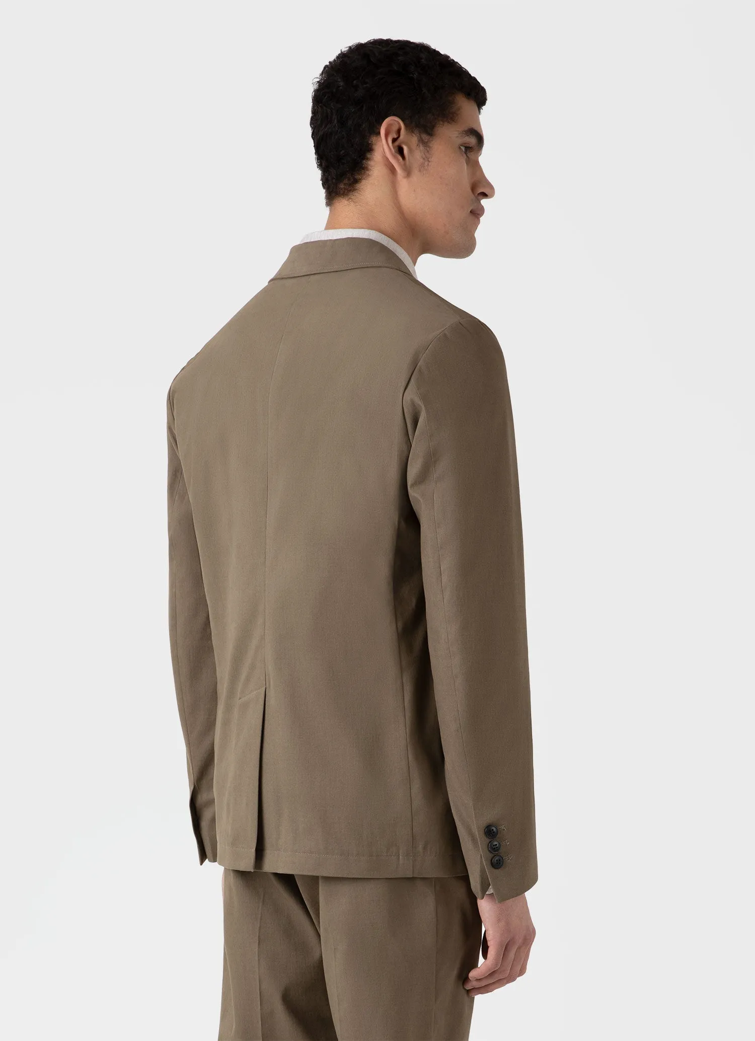 Men's Brushed Cotton Wool Two-Piece Suit in Sandstone